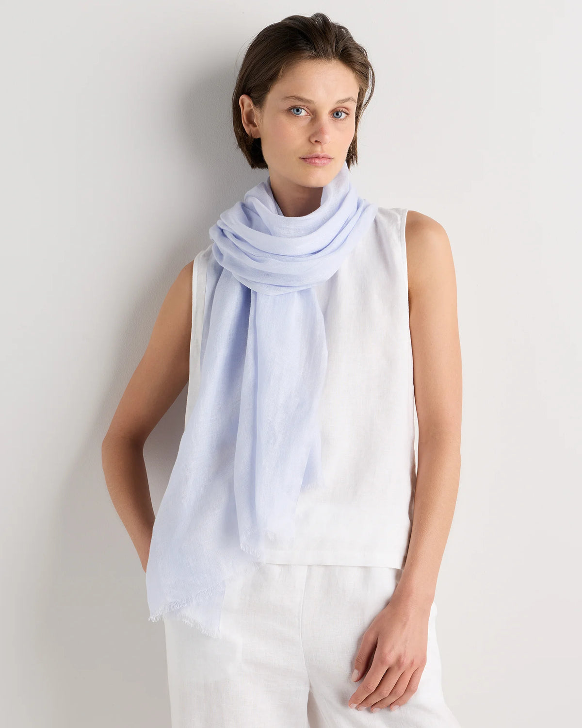 100% European Linen Scarf - One Size / Porcelain Blue Main image