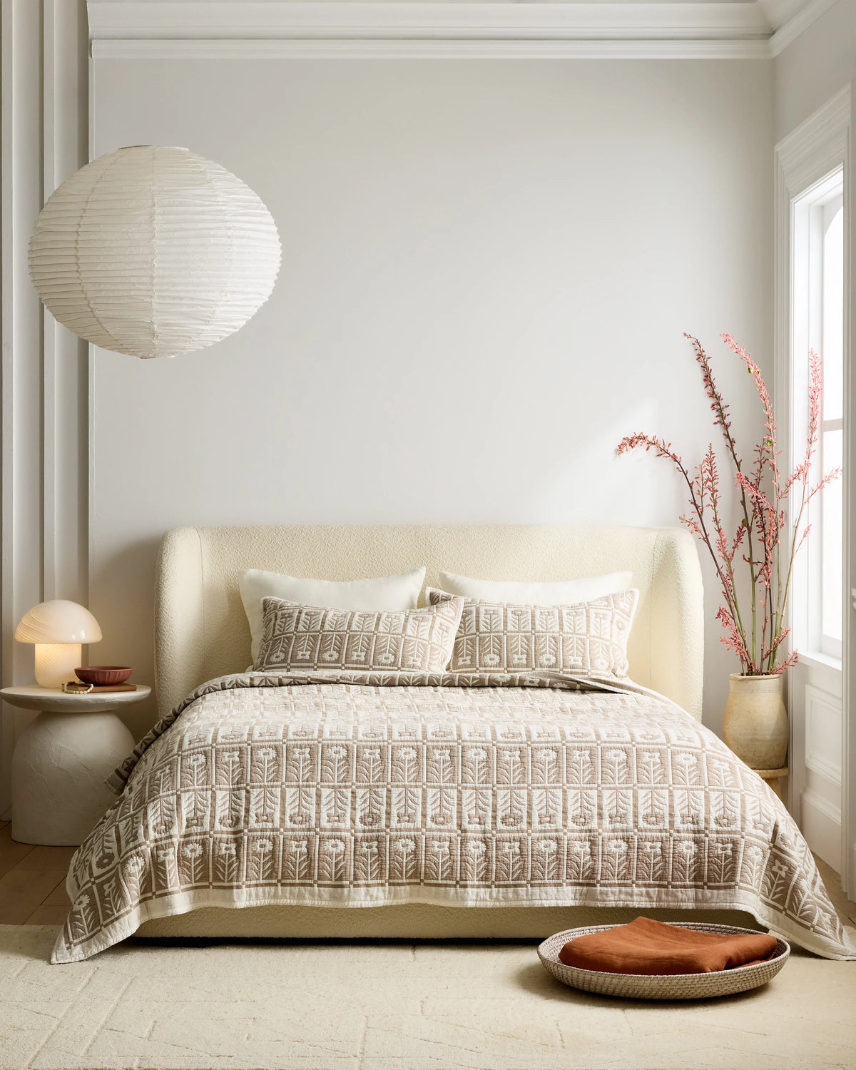 Organic Cotton Jacquard Floral Coverlet Set - Twin / Blue Fog