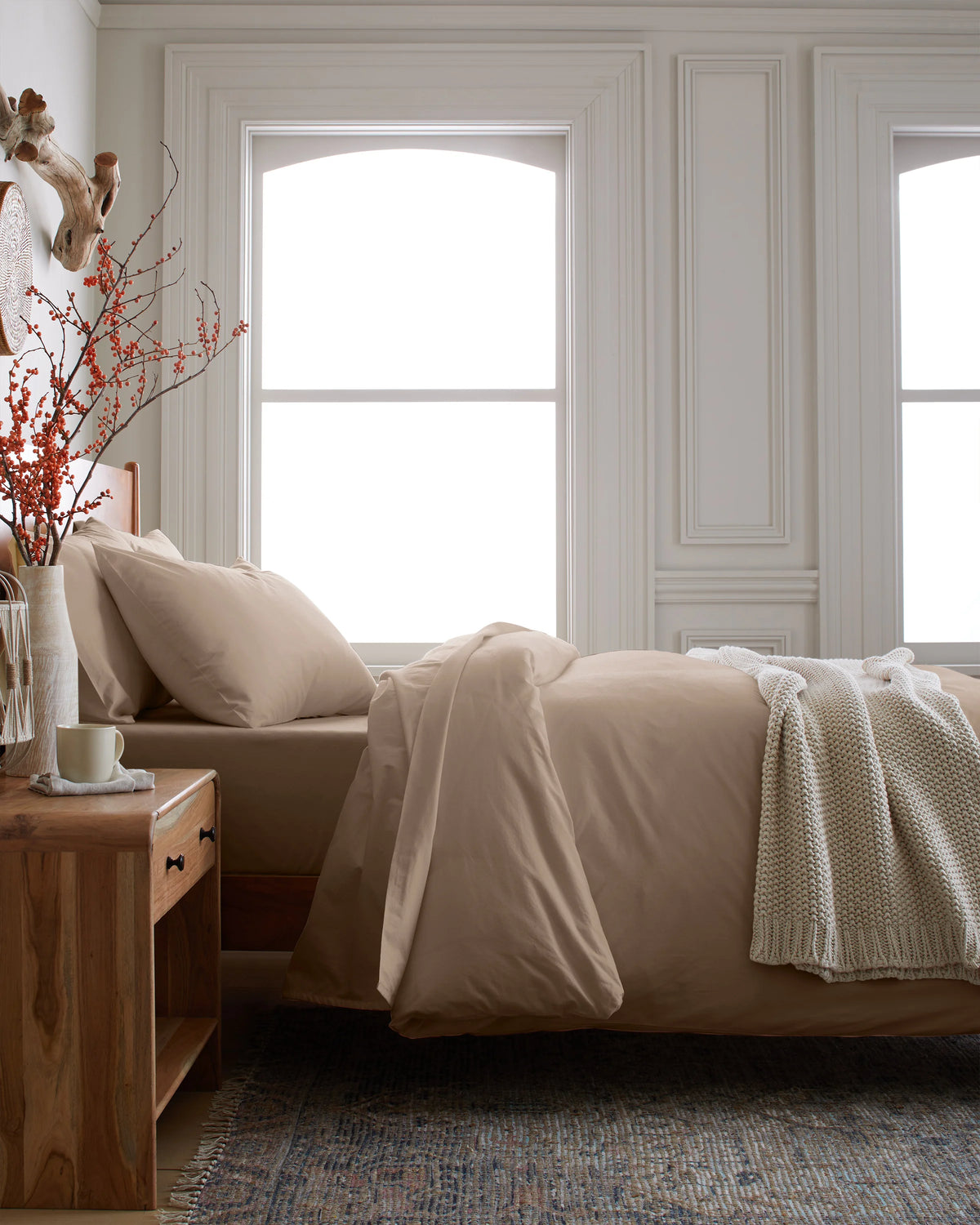 Organic Brushed Cotton Duvet Cover - Twin / Toffee