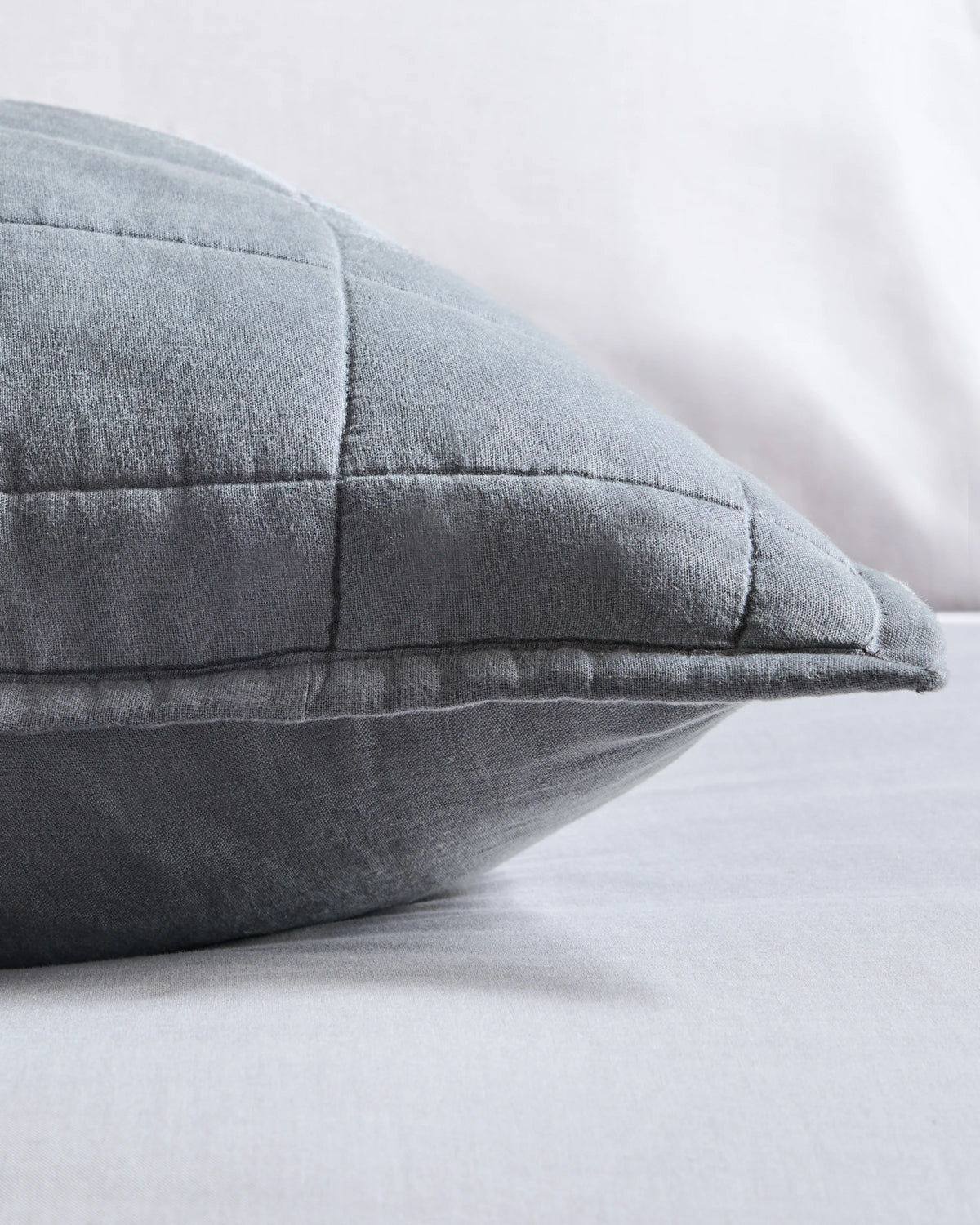 European Linen Box Quilted Euro Sham - Euro / Navy