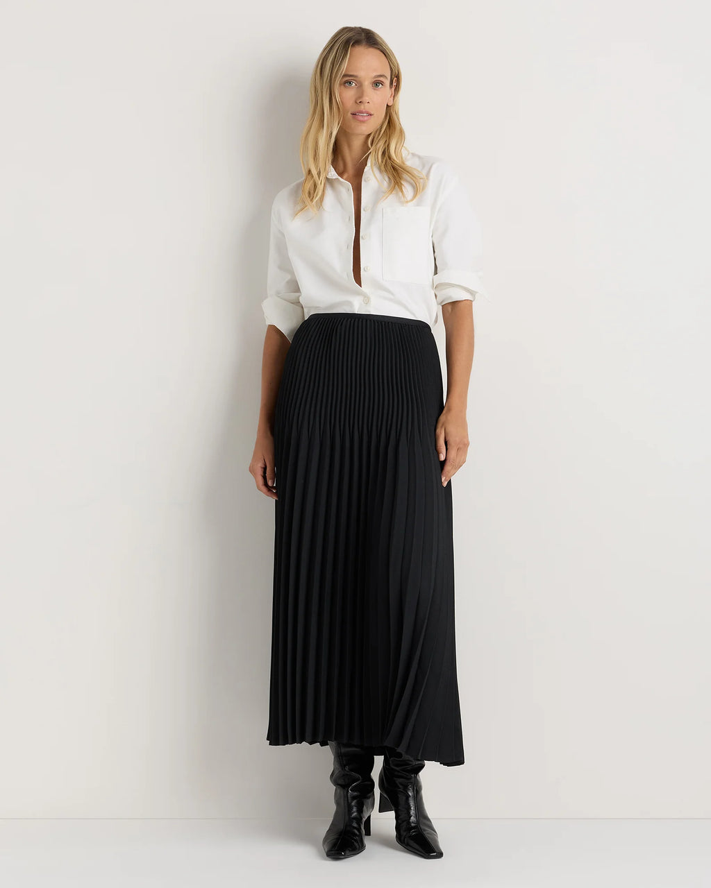 Pleated Matte Midi Skirt - XS / Coffee Bean Brown