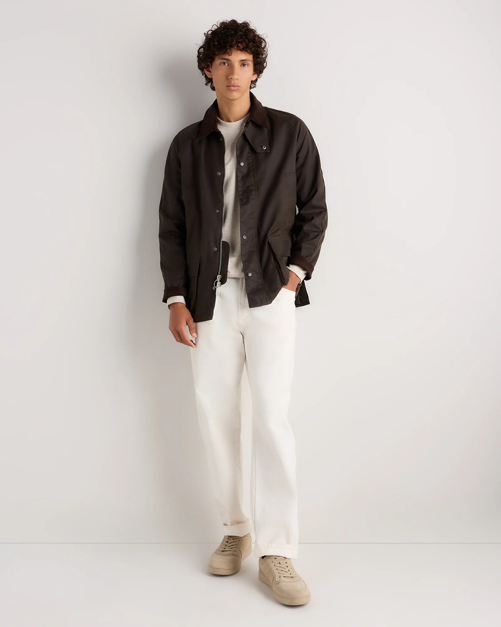 Organic Waxed Cotton Barn Jacket - S / Rustic Olive Secondary image
