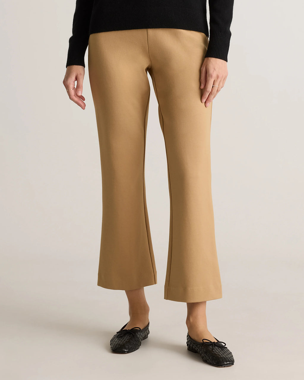 Organic Cotton Double Knit Kick Flare Pants - XS / Heather Charcoal Grey