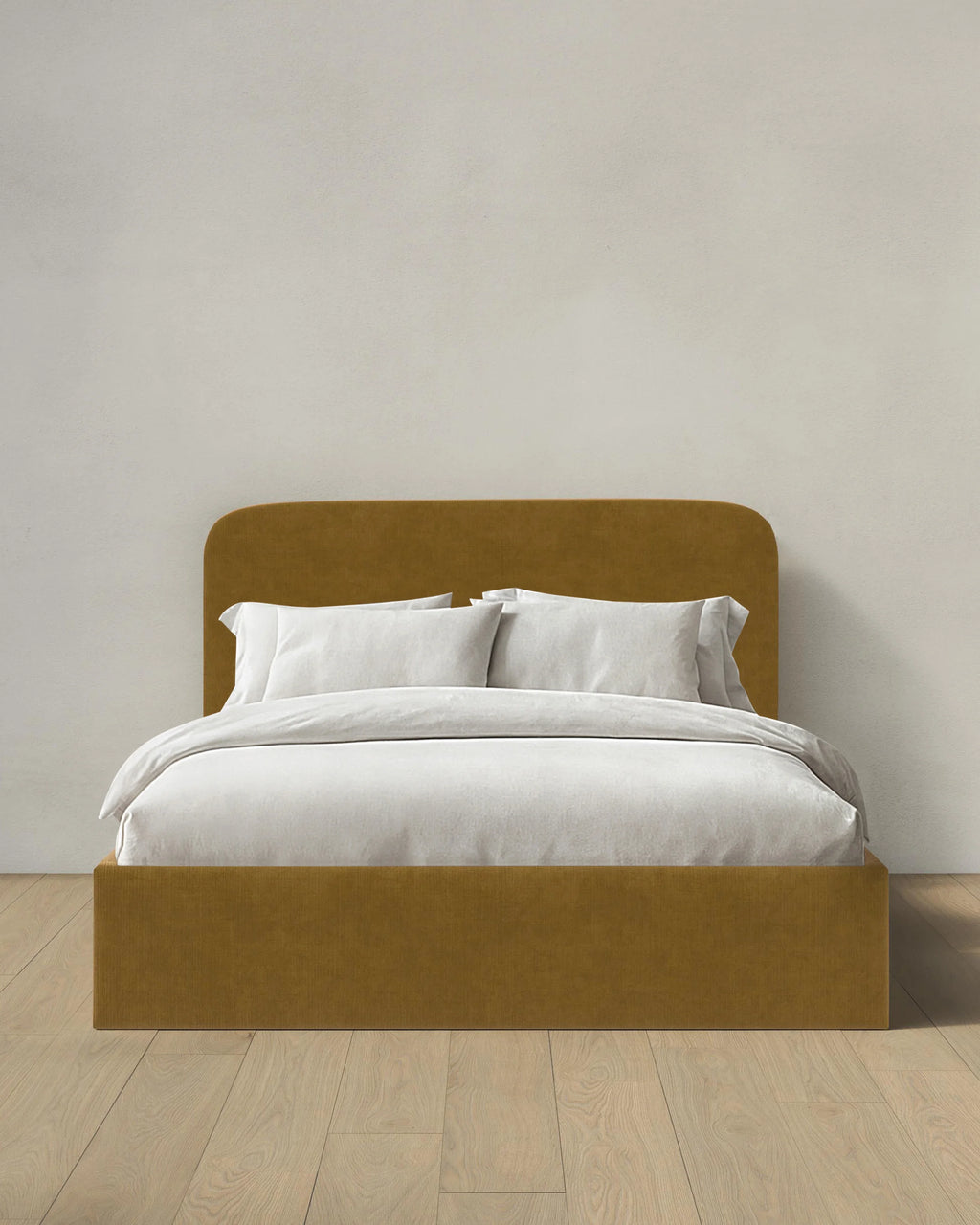 Curved Bed in Performance Velvet - Full / Walnut