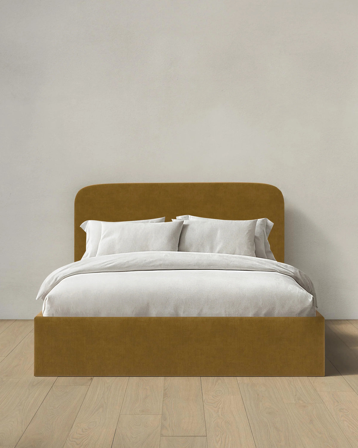 Curved Bed in Performance Velvet - Full / Walnut