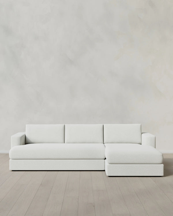 Sierra Curved Arm Chaise Sectional in Performance Boucle - Right Arm / Linen