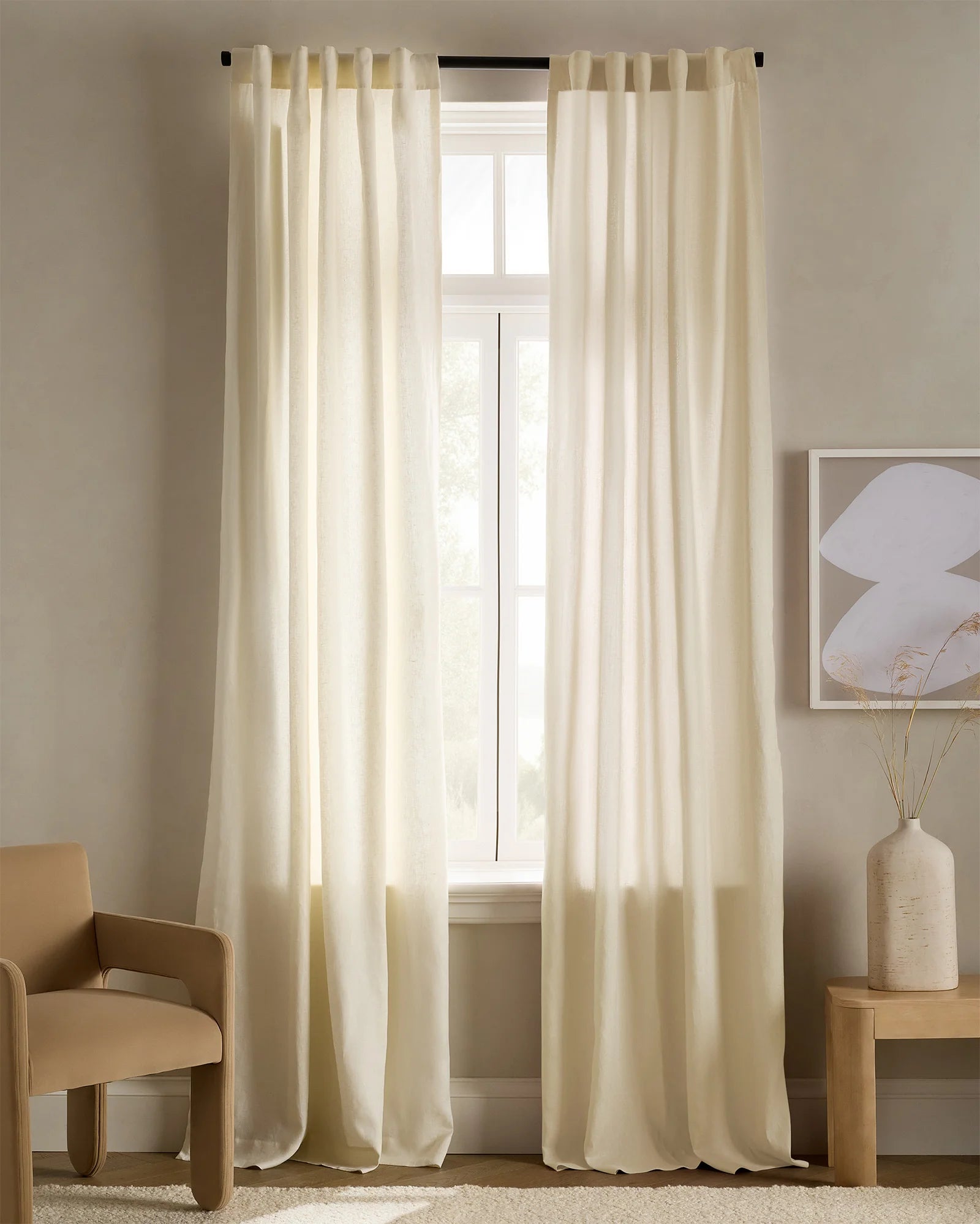 European Linen Curtain - Single Panel - 48x84 / Flax Secondary image
