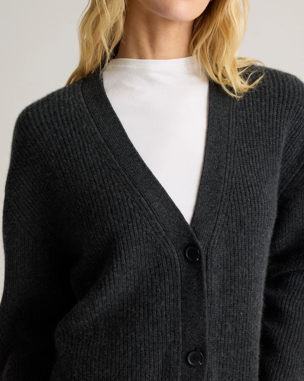 Mongolian Cashmere Oversized Boyfriend Cardigan Sweater - XS / Brown