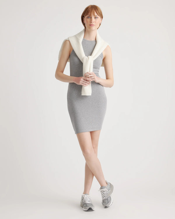 Tencel Rib Knit Sleeveless Mini Dress - XS / Heather Grey