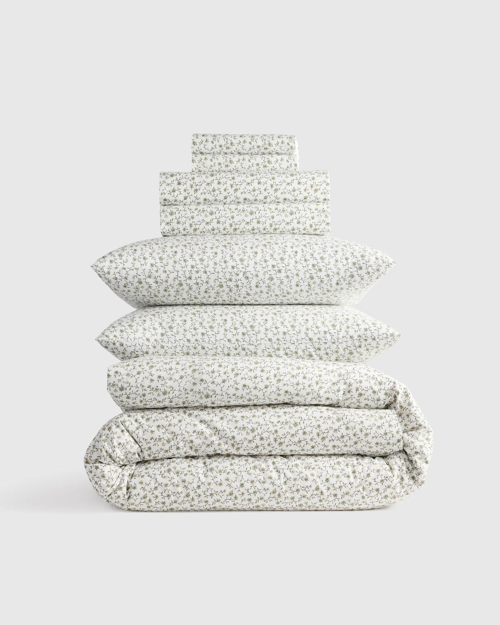 Organic Crisp Percale Floral Deluxe Bedding Bundle - Twin / Toffee Florette
