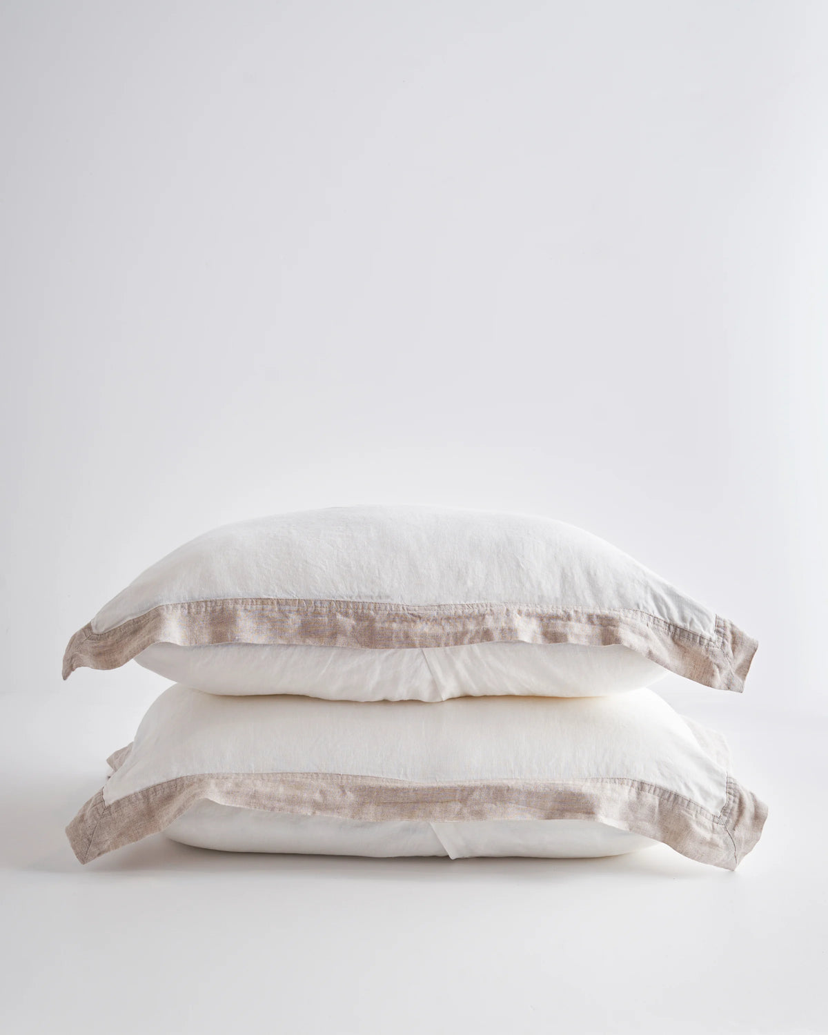 European Linen Bordered Sham Set - Standard / Bordered Flax Main image