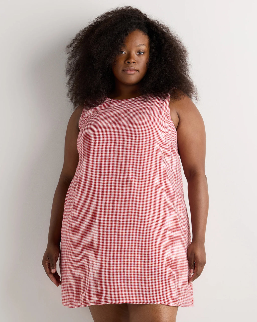 100% European Linen Tank Mini Dress - 1X / Black
