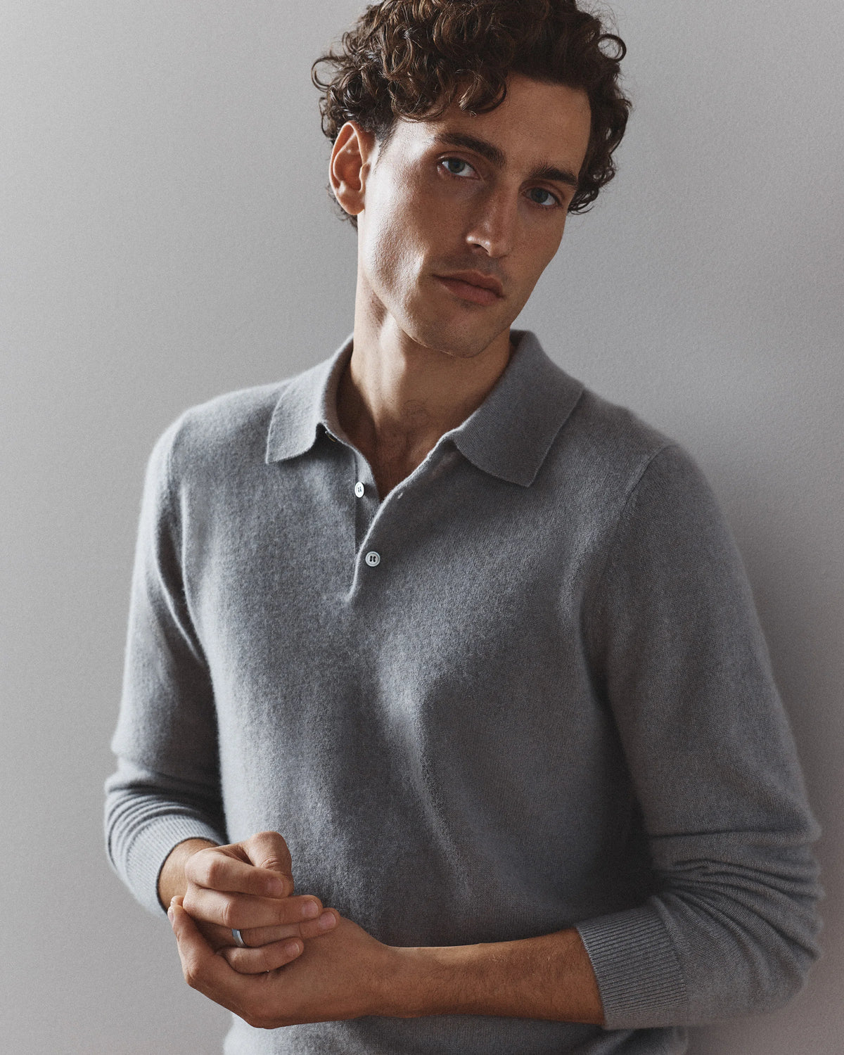 Mongolian Cashmere Polo Sweater - S / True Navy