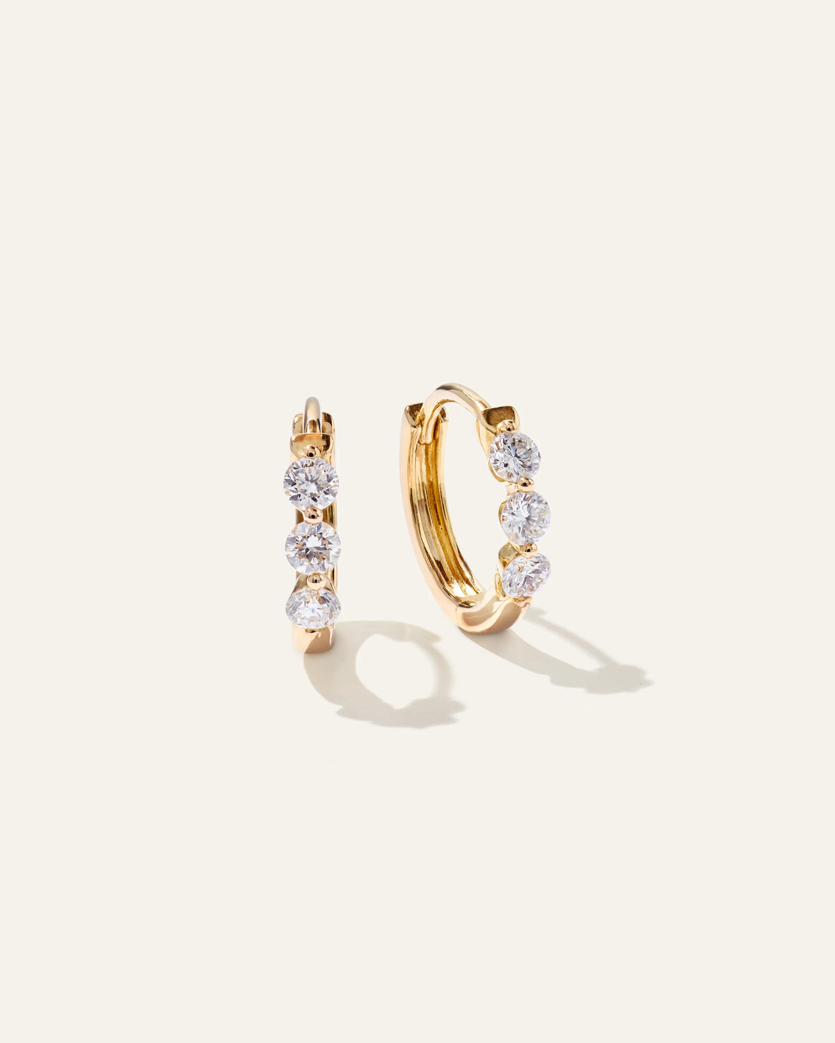 14K Gold Lab Grown Diamond Shared Prong Huggie - One Size / Yellow Gold Main image
