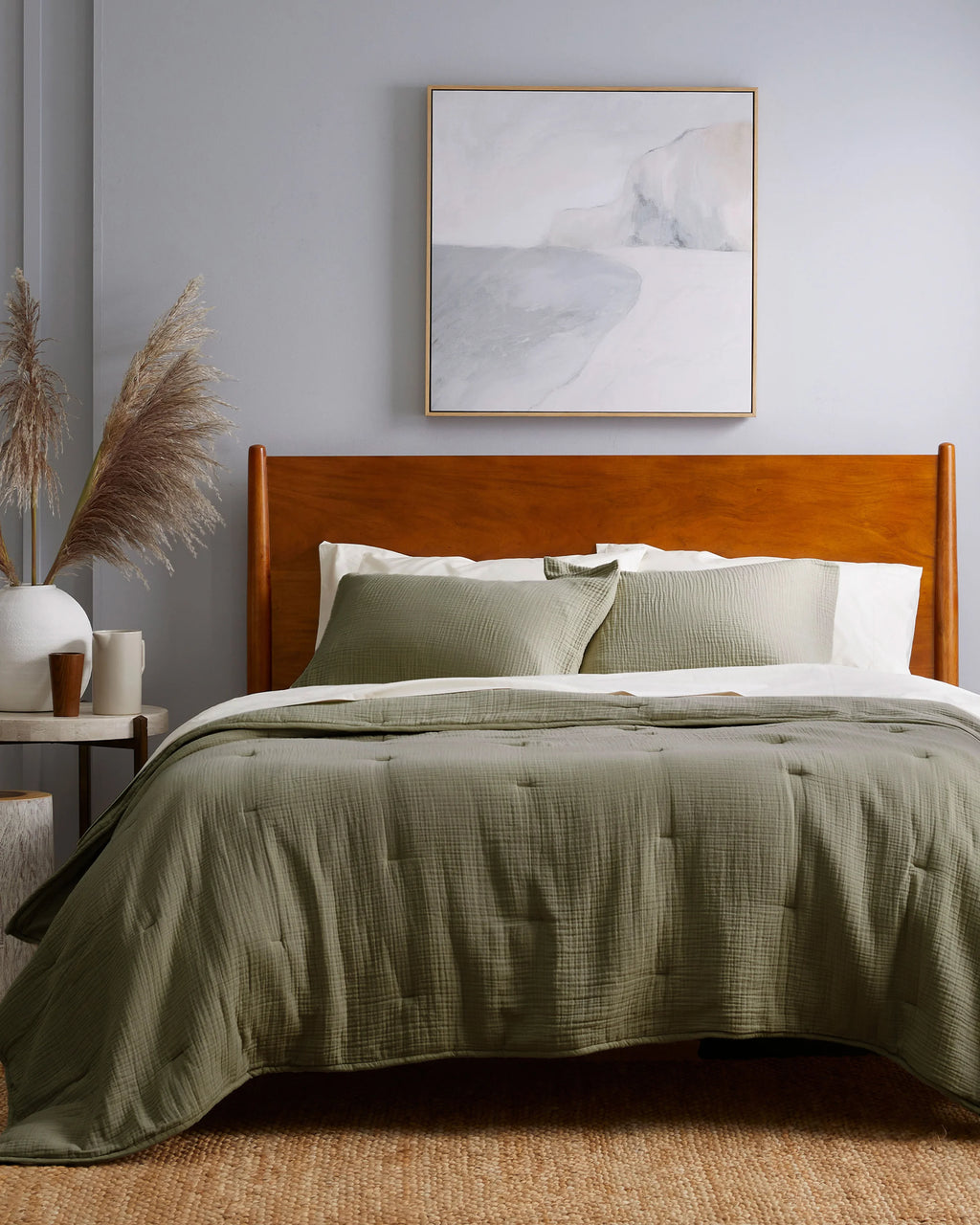 Organic Cotton Gauze Dream Quilt Set - Twin / Dried Sage