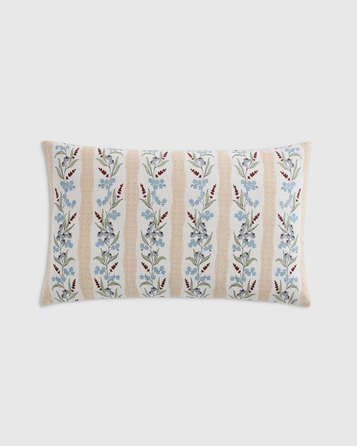 Wildflower Cotton Pillow Cover - 12x20 / Tan Stripe Main image