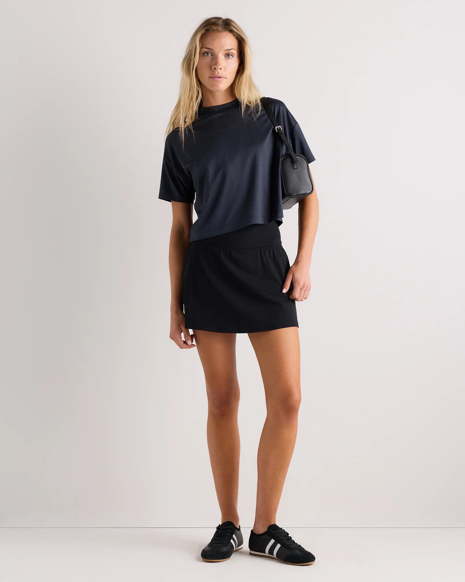 Flowknit Breeze Boxy Cropped Tee - XS / Heather Deep Navy Secondary image