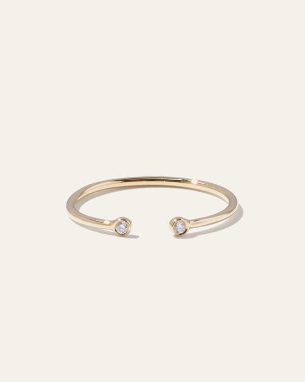 14K Gold Diamond Bezel Open Ring - 4 / White Gold