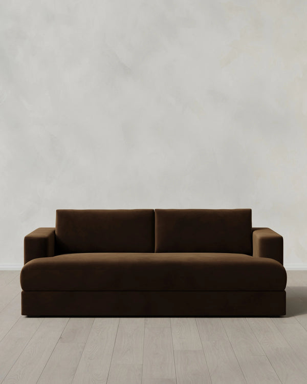 Sierra Curved Arm Sofa in Performance Velvet - 7ft / Sable