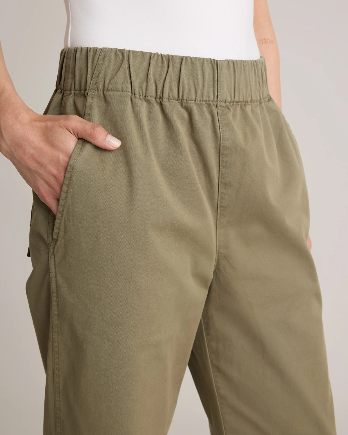 Organic Stretch Cotton Wide Leg Chino Pants - 0 / Olive