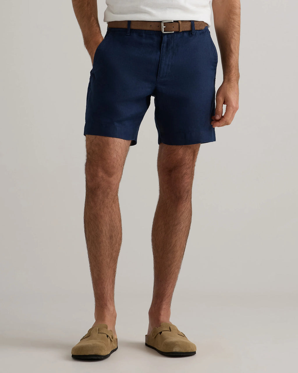 100% European Linen Trouser Shorts - 7" - S / Bayberry Olive