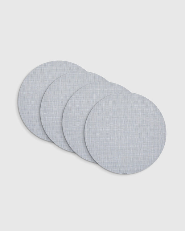 Mini Basketweave Easy-Care Round Placemat, Set of 4 by Chilewich - One Size / Parchment