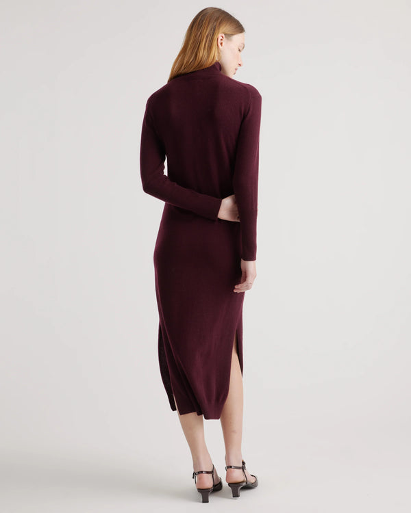 Mongolian Cashmere Turtleneck Midi Sweater Dress - XS / Charcoal