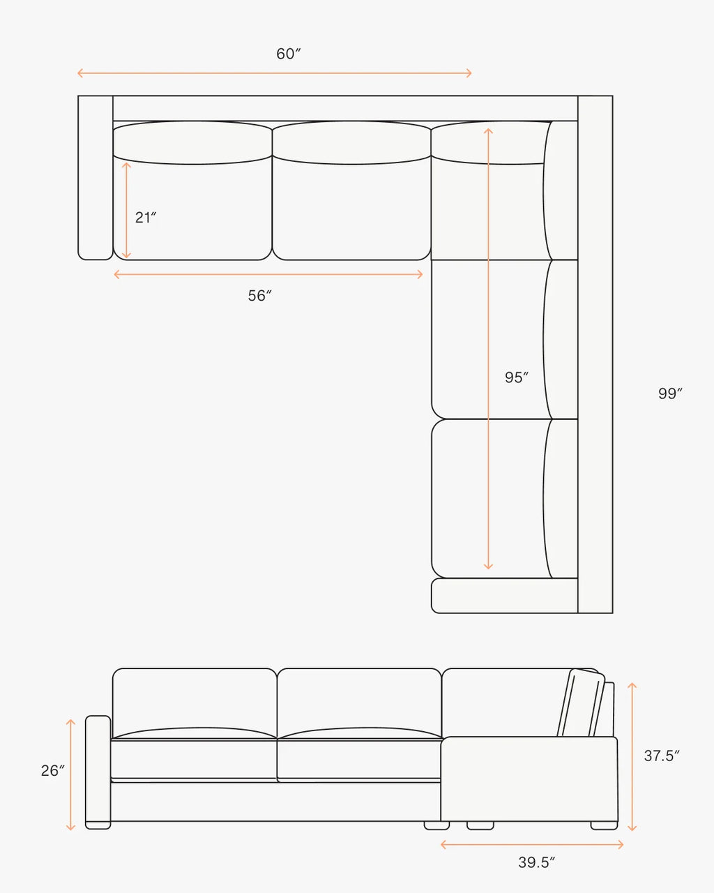 Brennan L Sectional in Performance Velvet - 99x99 / Taupe