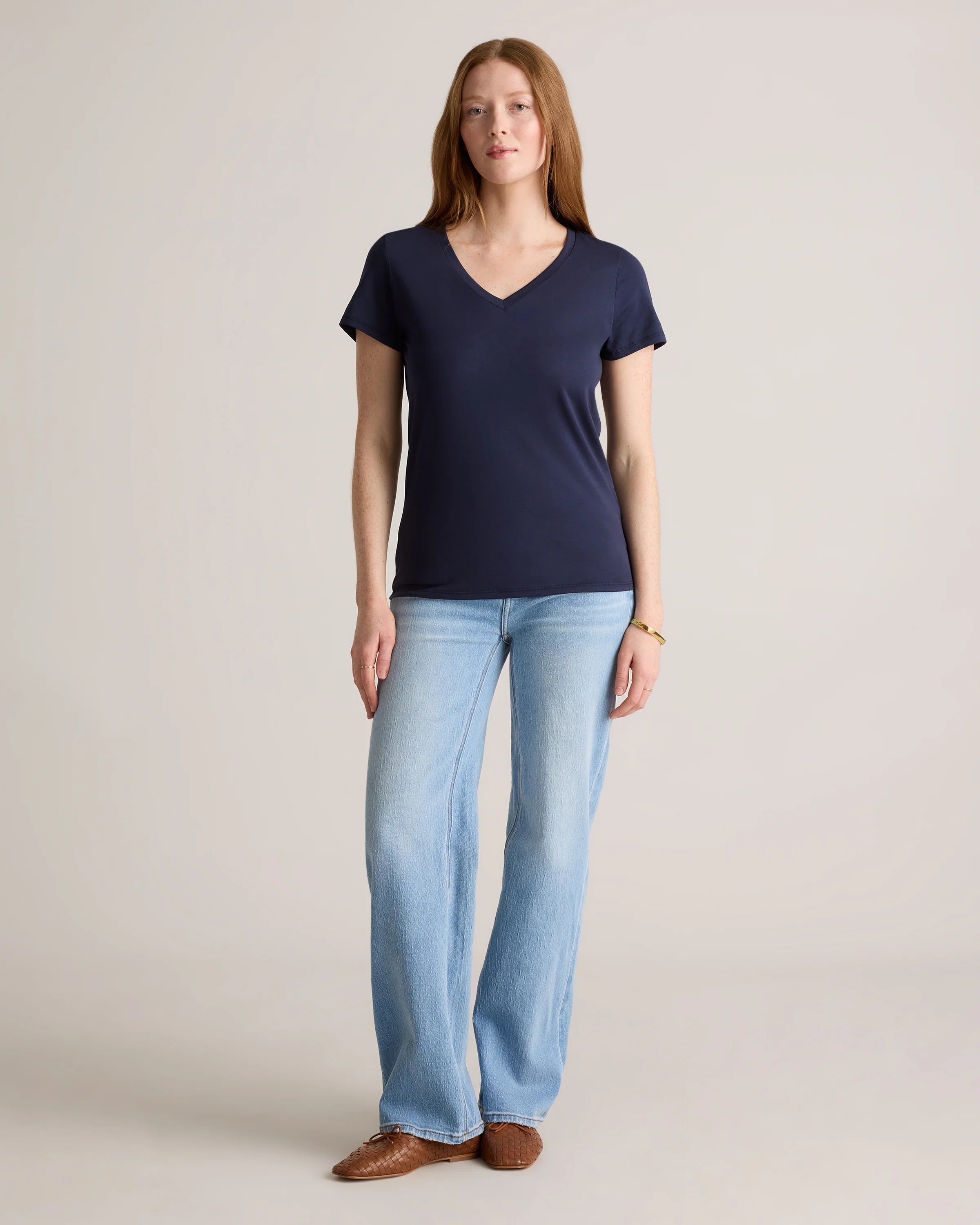 Cotton Modal V-Neck Tee - XS / Navy Secondary image