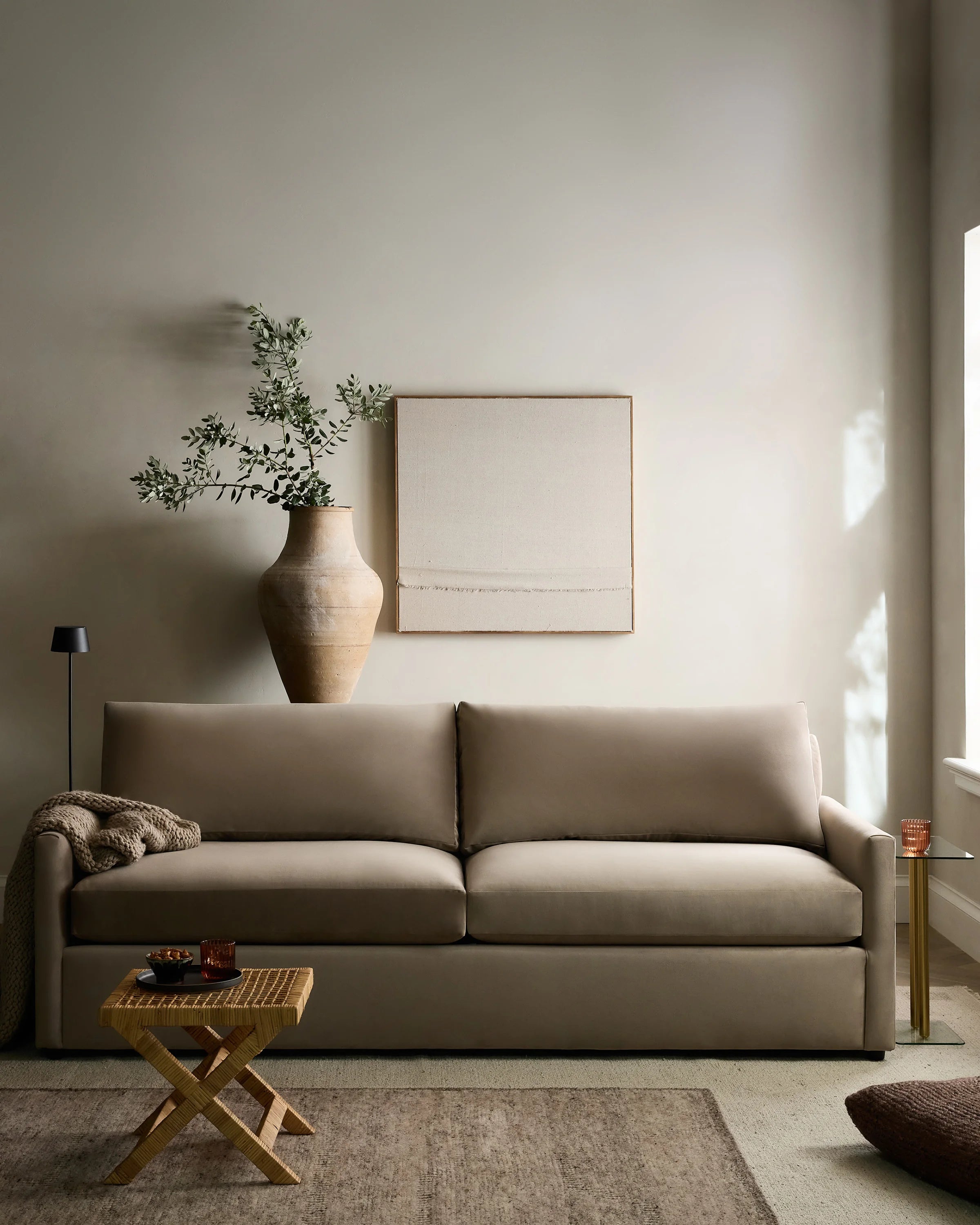 Brennan Sofa in Performance Velvet - 7ft / Taupe Secondary image