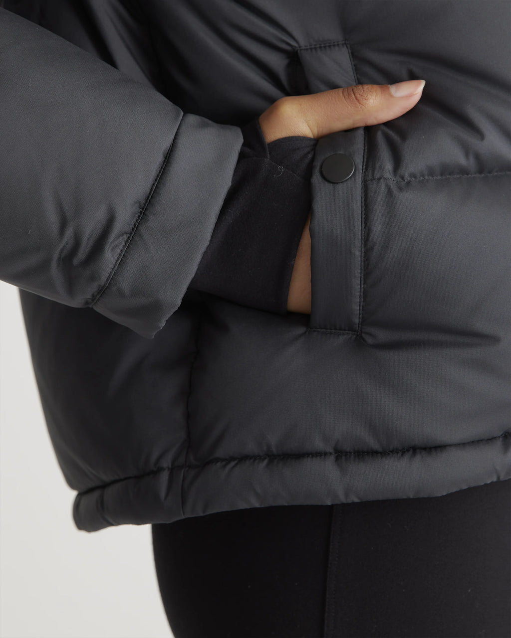 Responsible Down Cropped Puffer Jacket - XS / Shiny Black