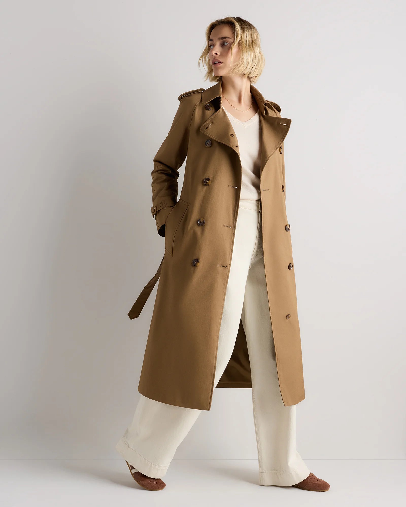 Comfort Stretch Long Trench Coat - XS / Dark Khaki Secondary image