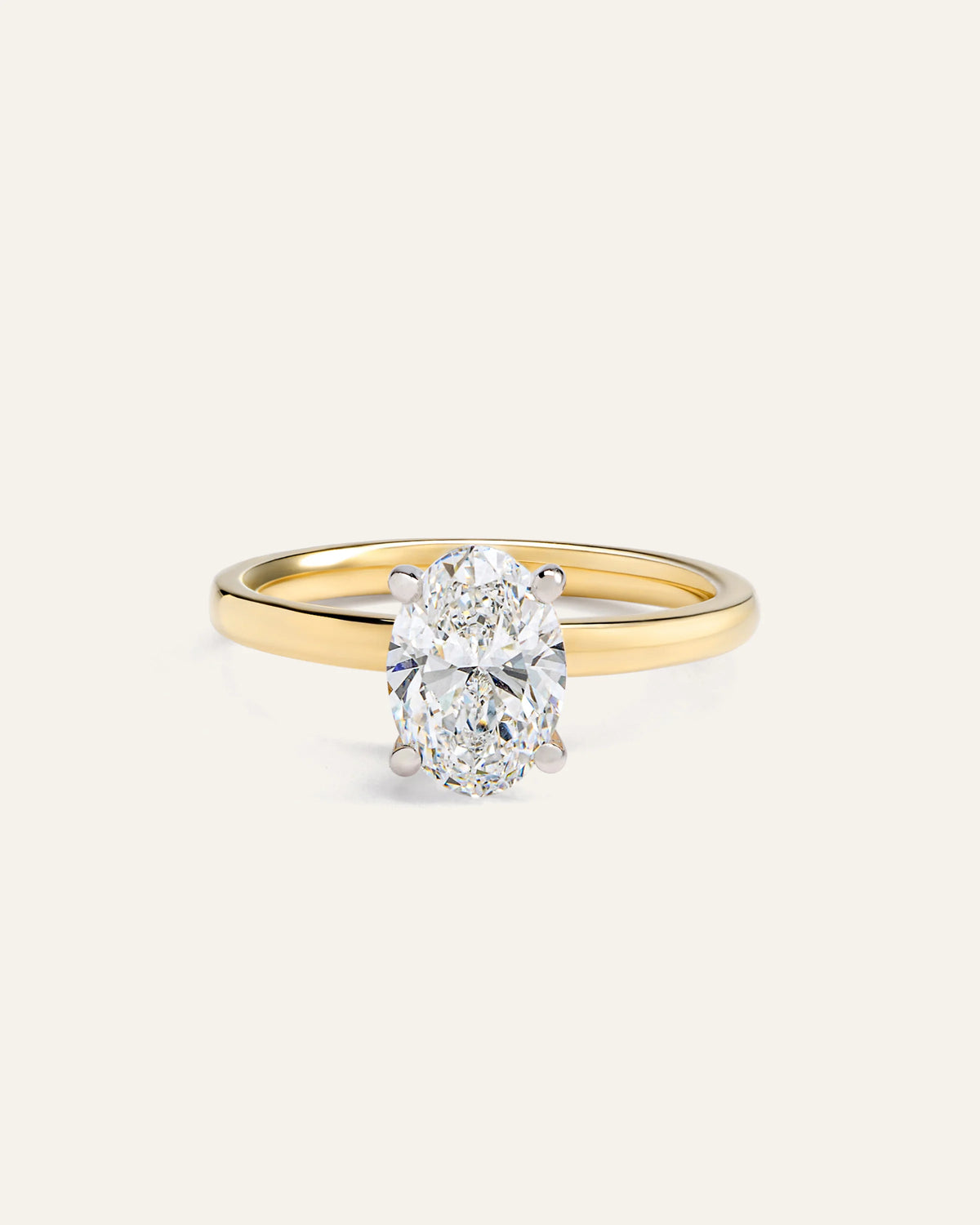 Lab Grown Diamond Oval Comfort Fit Engagement Ring - 1.50ct - 4 / Yellow Gold Main image