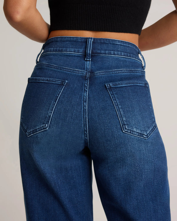 Bella Stretch Patch Pocket Wide Leg Jeans - 24 / Seaside Blue
