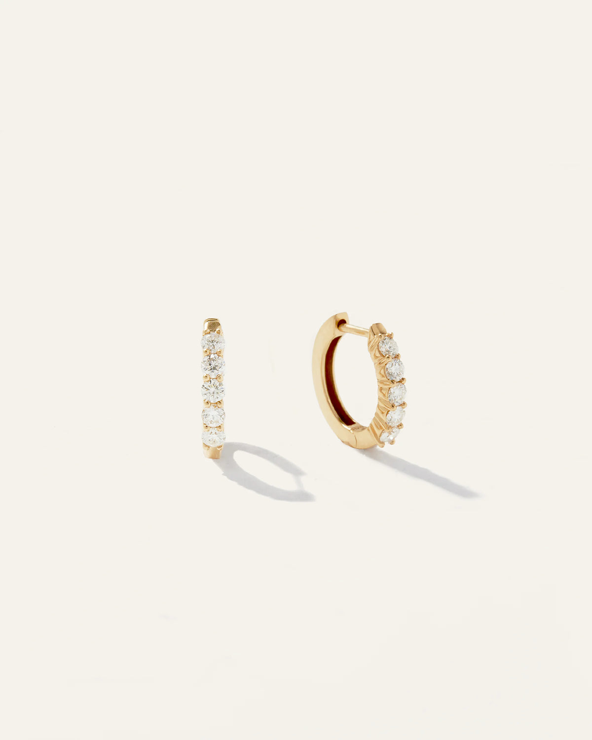 14K Gold Diamond Classic Huggie Hoops - One Size / Yellow Gold Main image