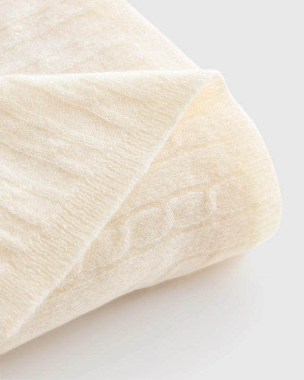 Mongolian Cashmere Cable Knit Baby Blanket - One Size / Teak