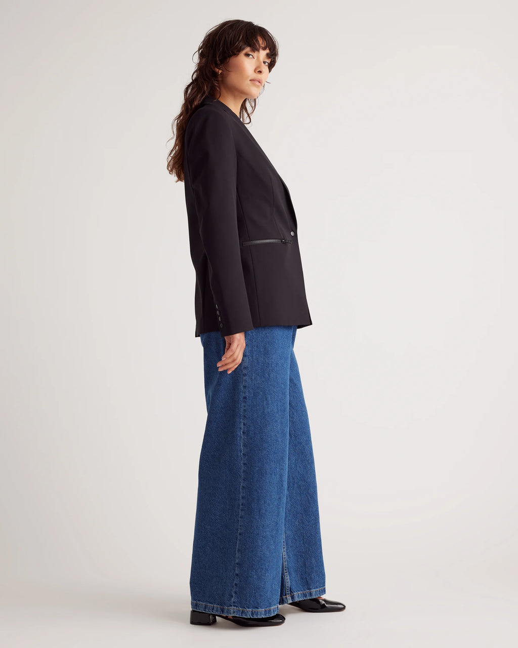 Scuba Single-Breasted Convertible Blazer - XS / True Black