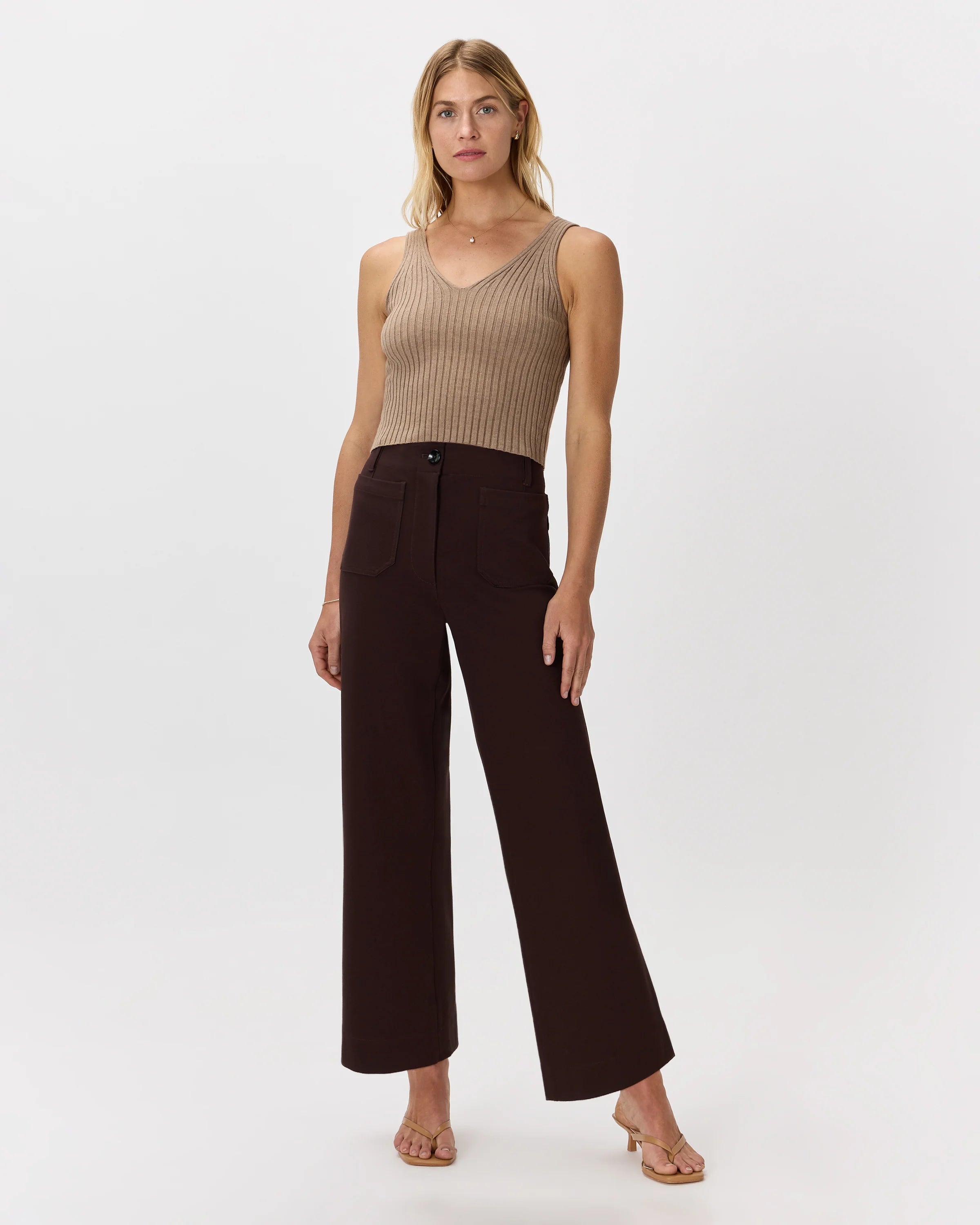 Ultra-Stretch Ponte Cropped Wide Leg Pants - 0 / Espresso Secondary image