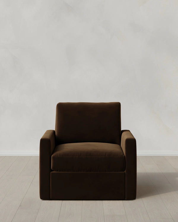 Brennan Swivel Chair in Performance Velvet - 32" / Rust