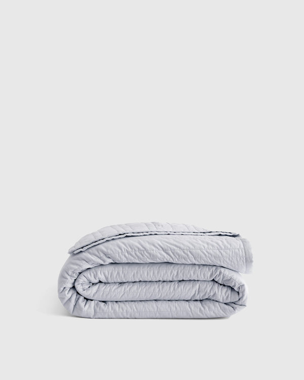 Organic Cotton Stripe Stitch Quilt - Twin / Light Blue