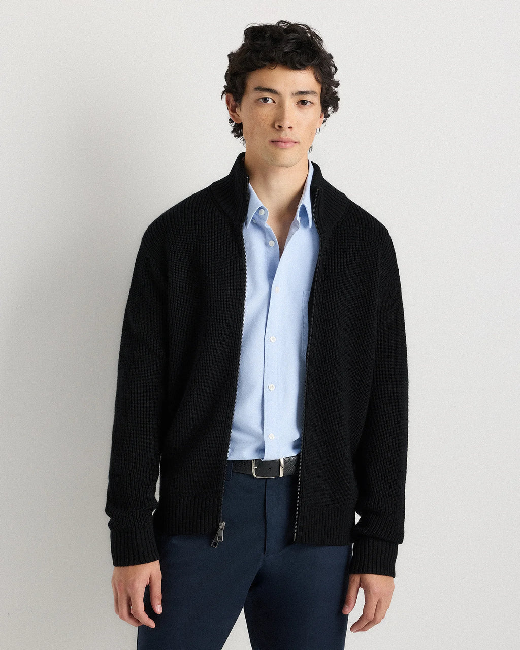 Australian Merino Wool Full Zip Sweater - S / Heather Bone