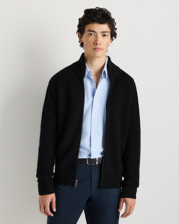 Australian Merino Wool Full Zip Sweater - S / Heather Bone