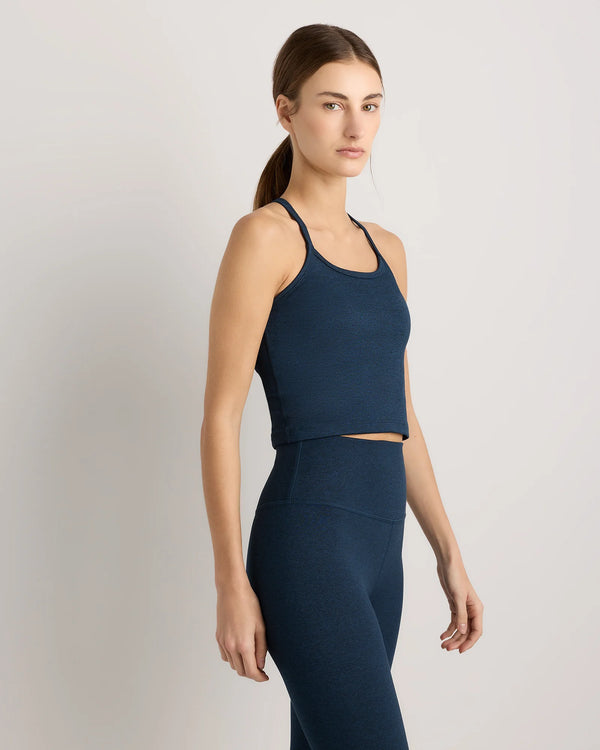 Ultra-Soft Y-Back Cropped Bra Tank - XS / Heather Black