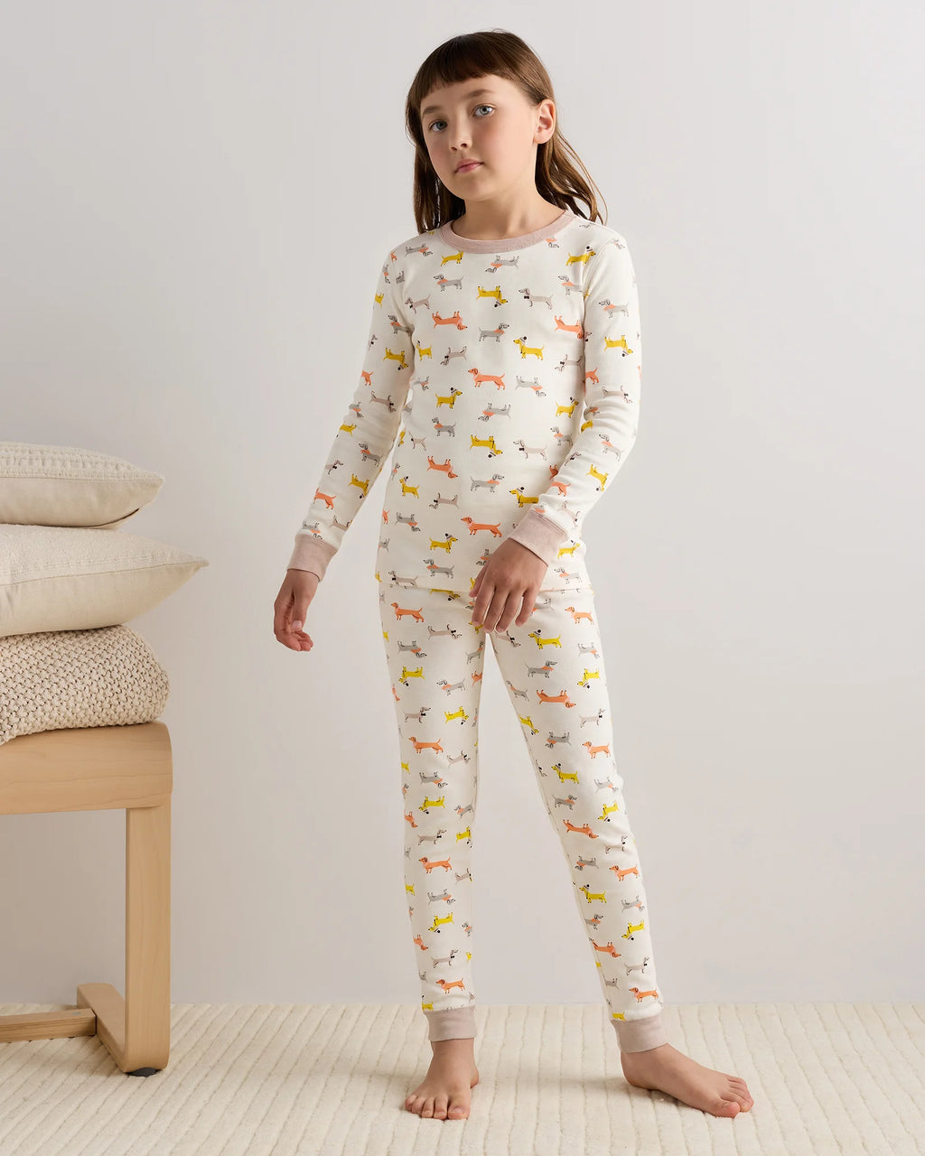 100% Organic Cotton Long Sleeve and Pant Pajama Set - 6 / Navy Stripe