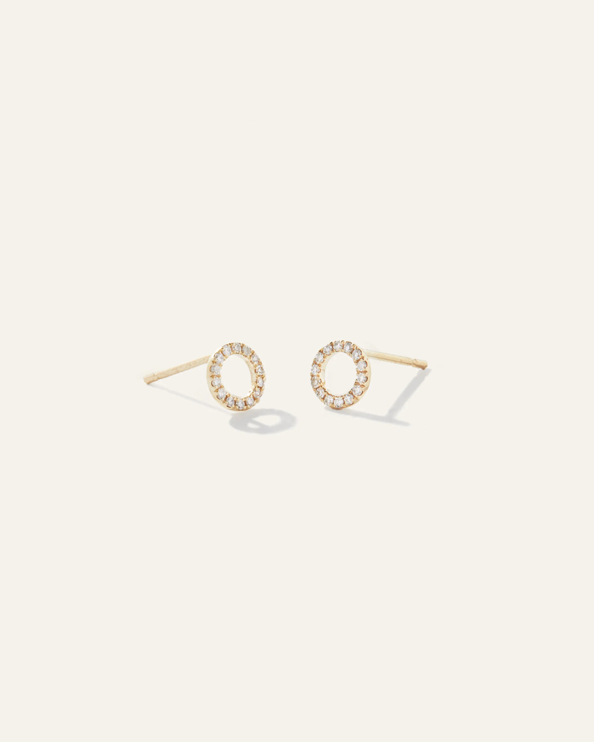 14K Diamond Pave Circle Studs - One Size / Yellow Gold Main image