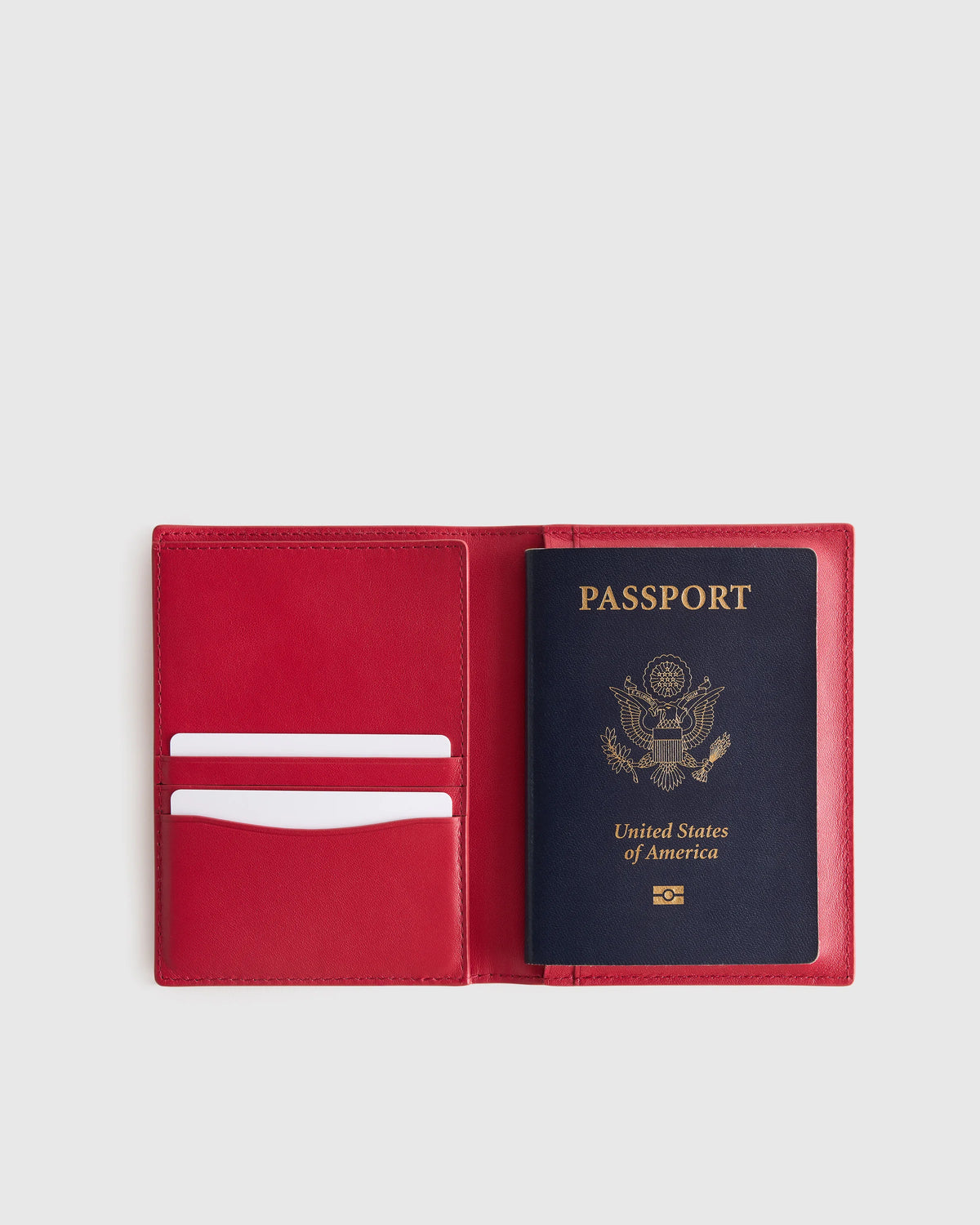 Nappa Leather RFID Blocking Passport Holder - One Size / Cherry Red Main image