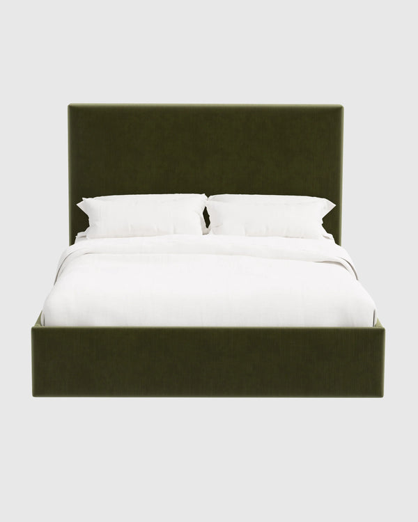 Square Bed in Performance Velvet - Full / Butterscotch