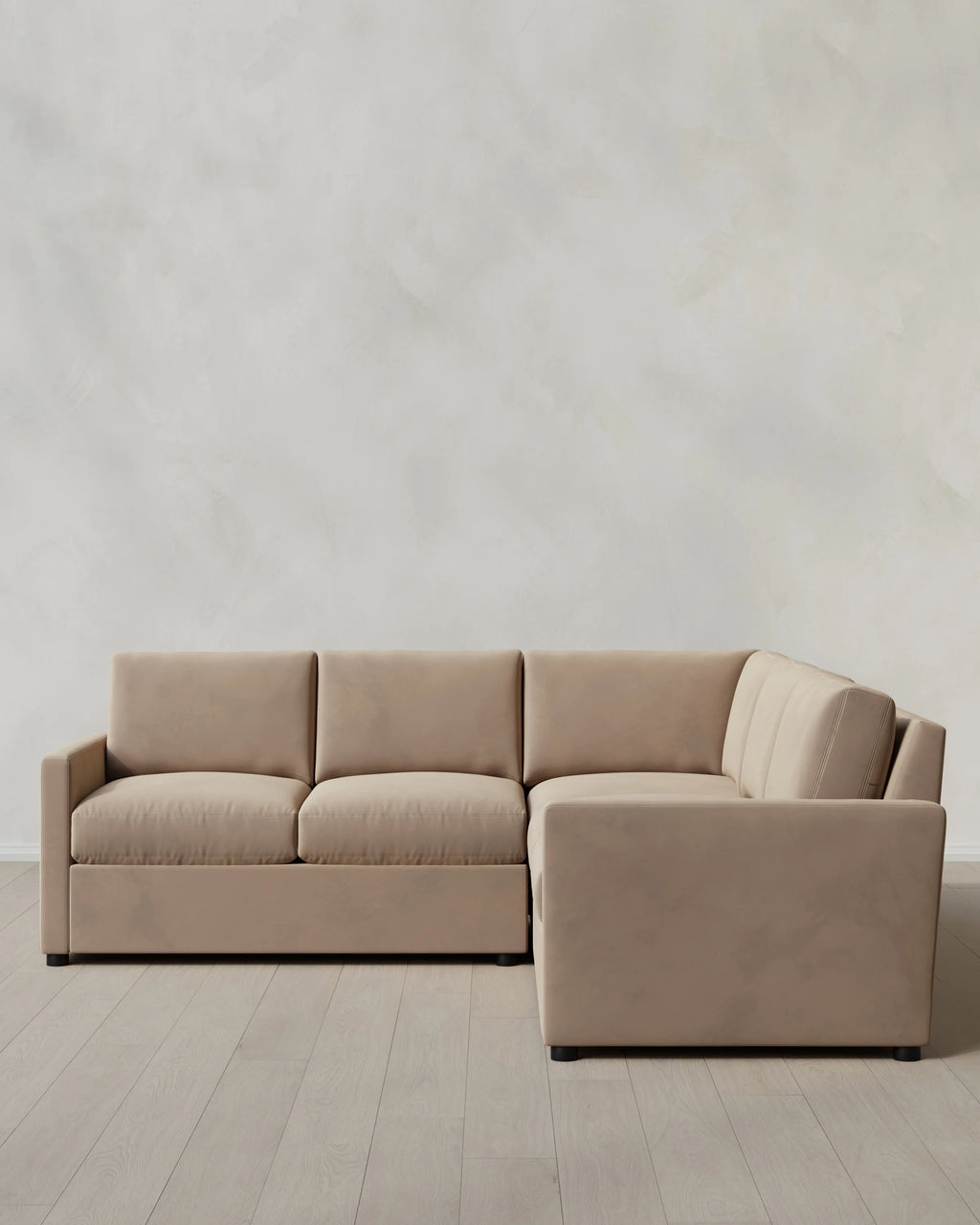 Brennan L Sectional in Performance Velvet - 99x99 / Taupe