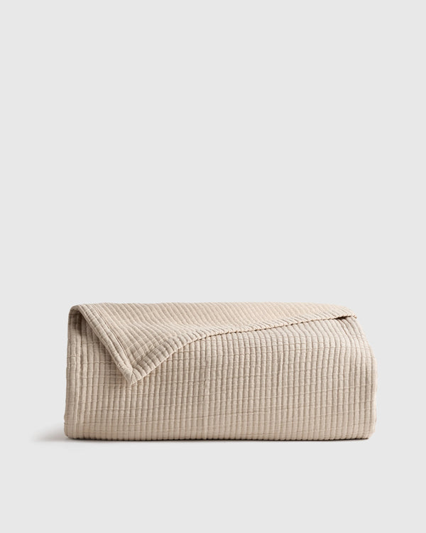 Organic Ribbed Cotton Coverlet - Twin / Toffee
