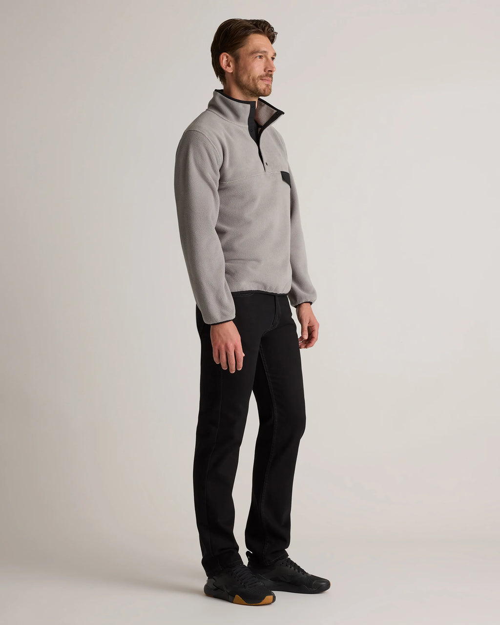 Polar Fleece Snap Pullover - S / Bold Black